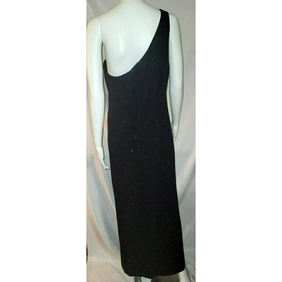 Ronnie Nicole One Shoulder Sparkling Black Maxi Dress - Size 12P - Picture 4 of 8